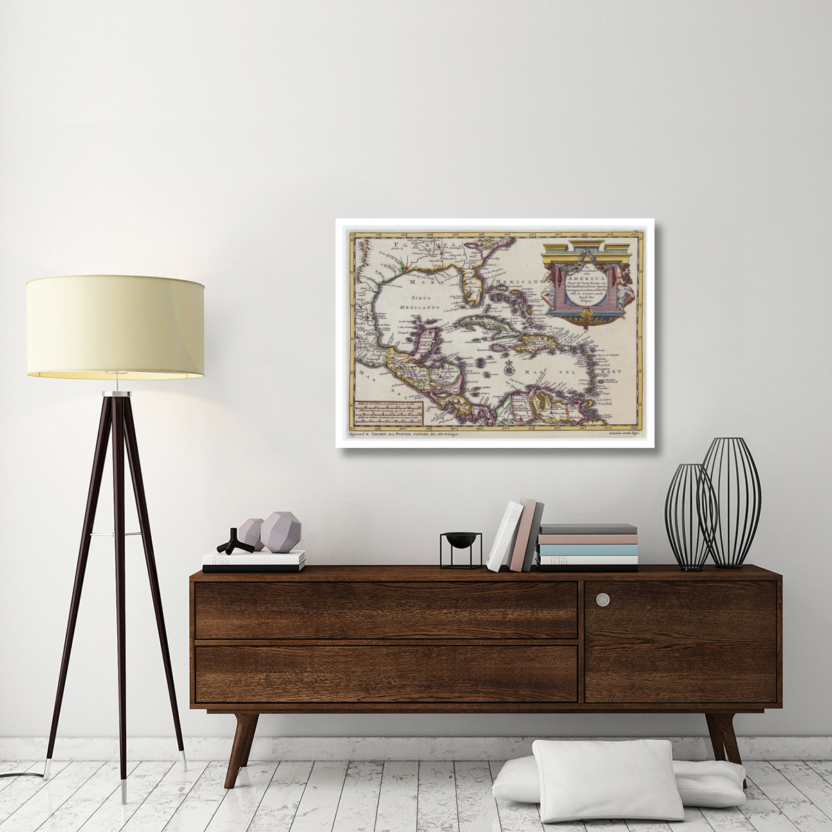 Central America and the Caribbean, 1729 -Paper Art-46&quotx33.24"