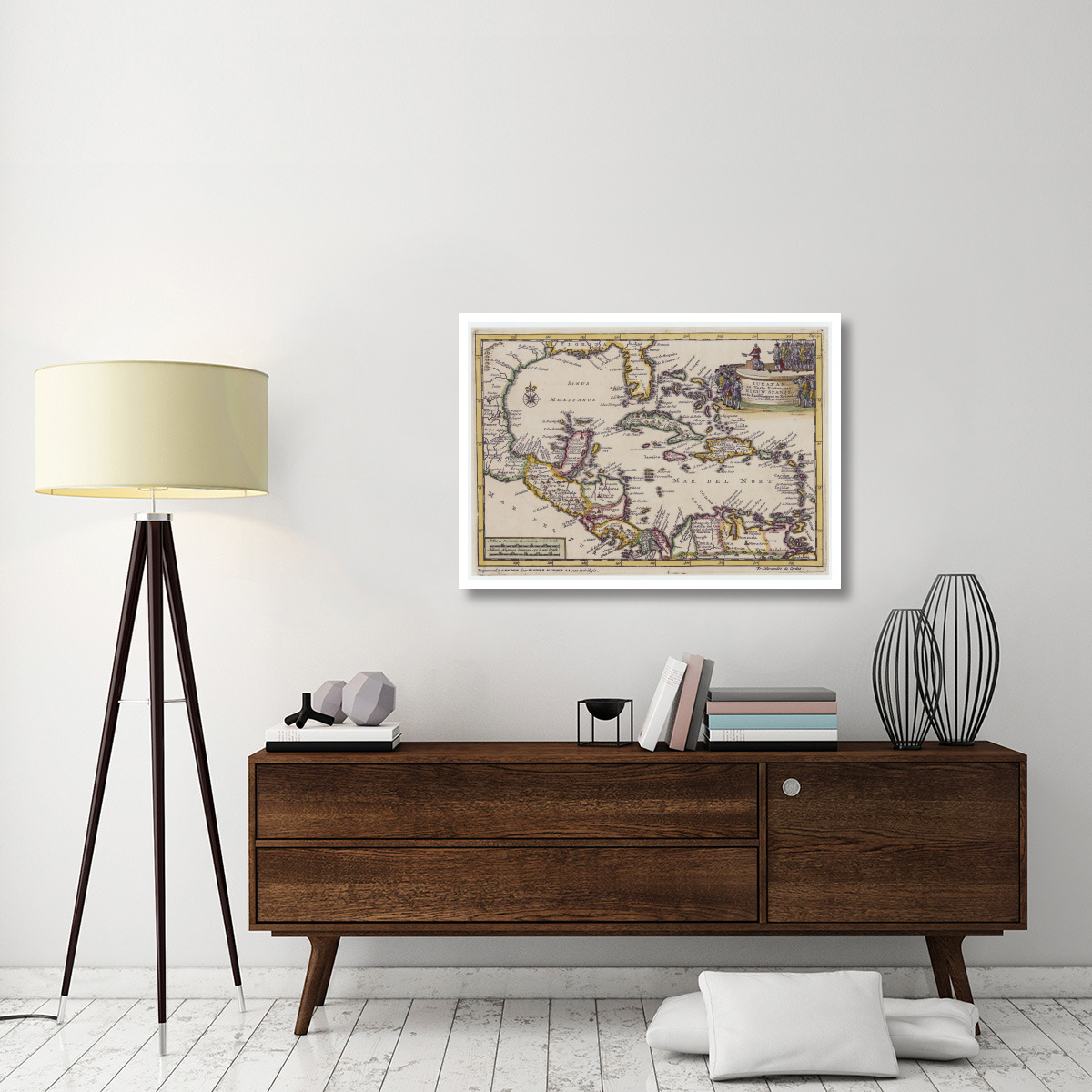 Central America and the Caribbean, 1729 -Paper Art-42&quotx30.4"