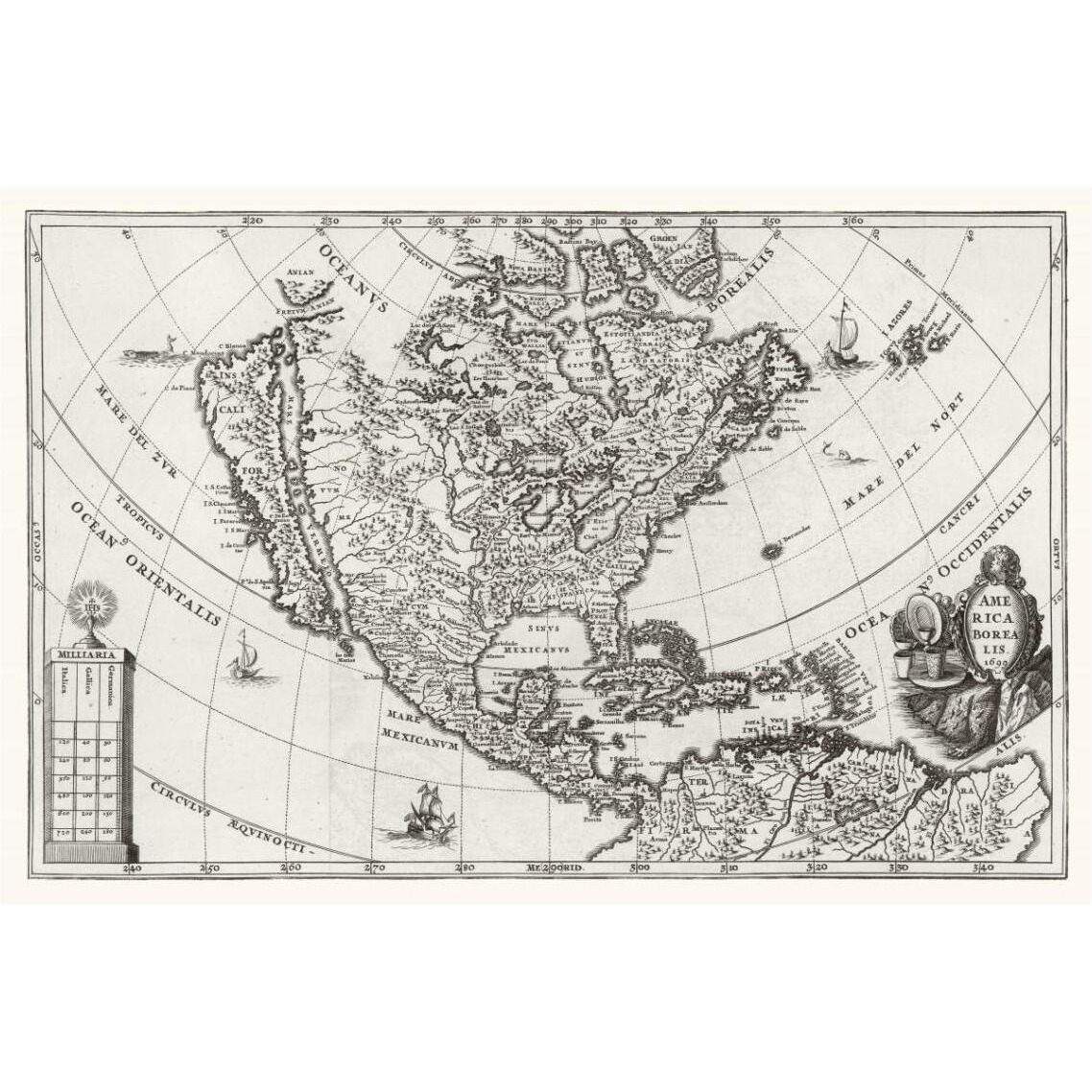 Atlas Novus - North America, Central America and the Caribbean, 1700 -Paper Art-20&quotx14"