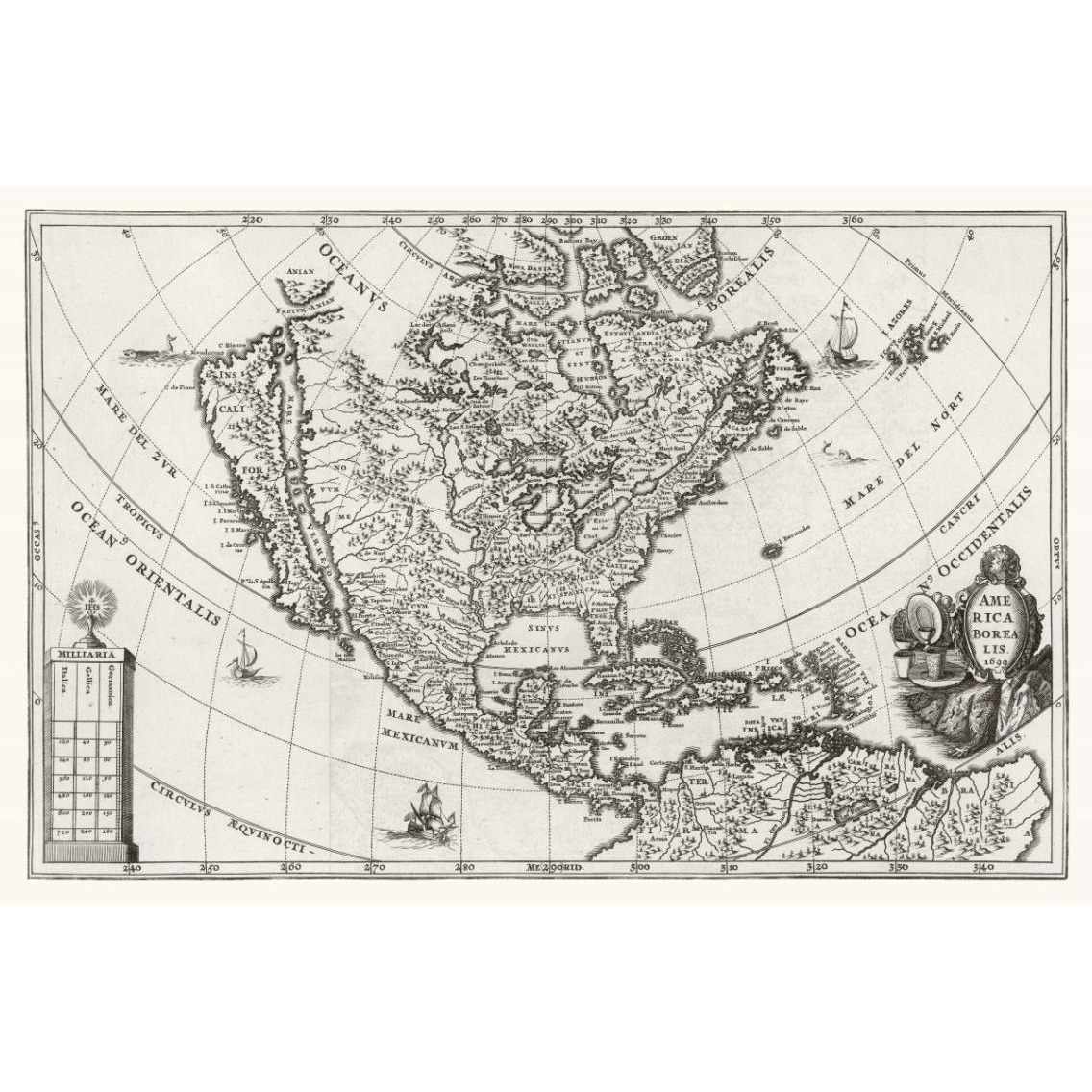 Atlas Novus - North America, Central America and the Caribbean, 1700 -Paper Art-38&quotx26"