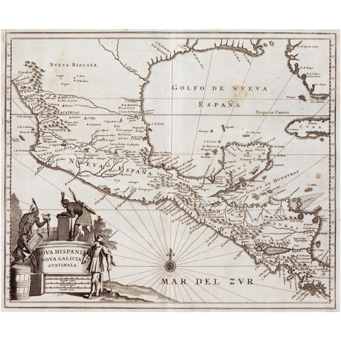 Nova Hispania/Central America, 1671 -Paper Art-46&quotx38.52"