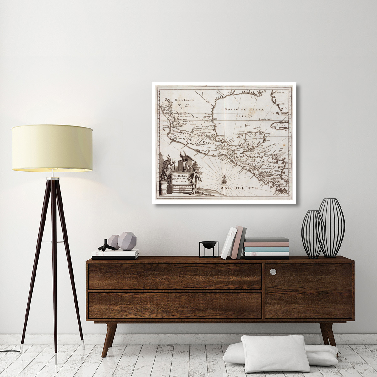 Nova Hispania/Central America, 1671 -Paper Art-46&quotx38.52"