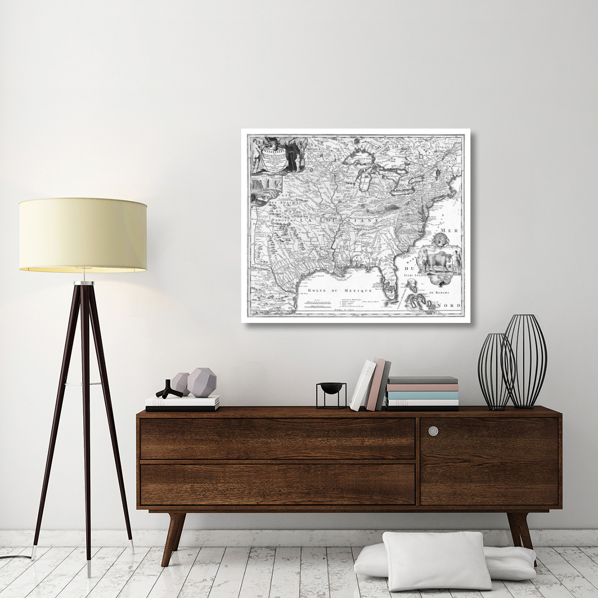 The American Buffalo Map, 1718 -Paper Art-46&quotx38.96"