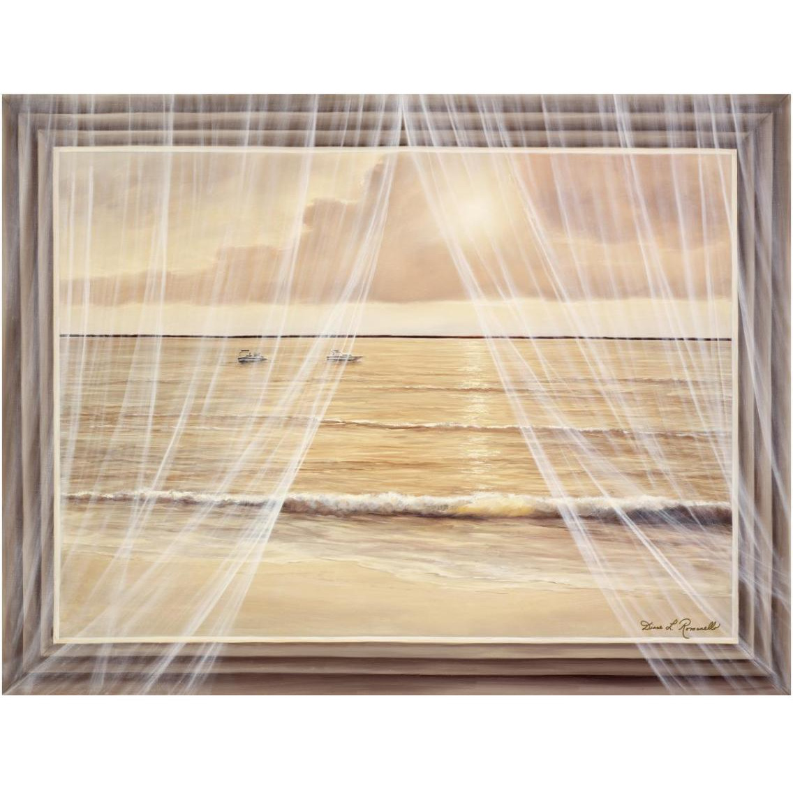 Boating at Sunset -Paper Art-18&quotx14"