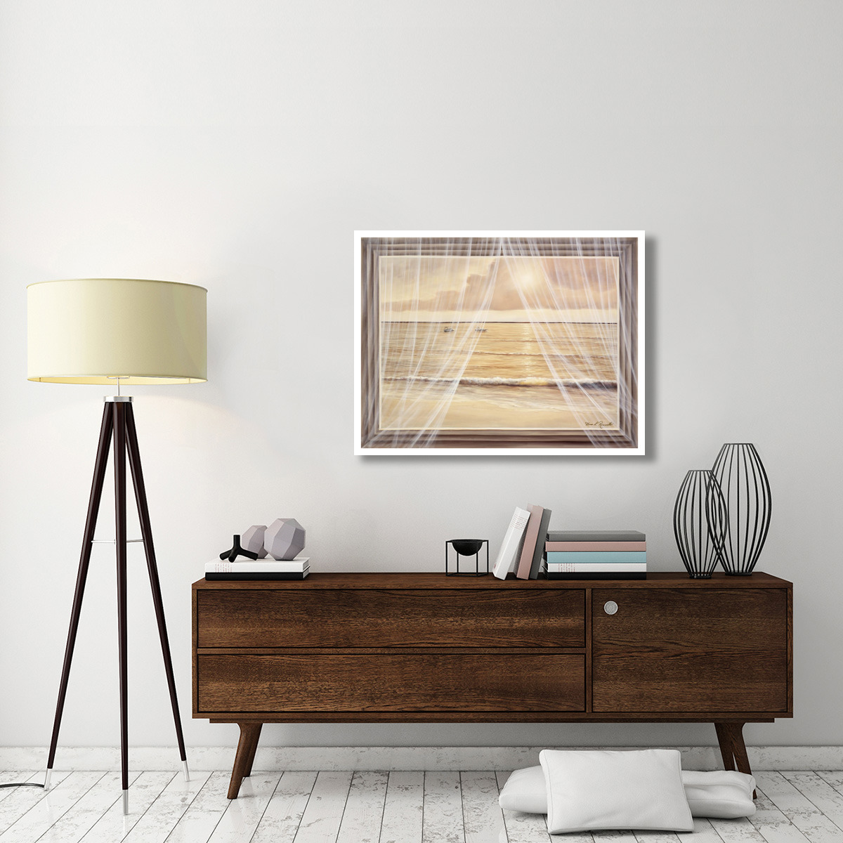 Boating at Sunset -Paper Art-42&quotx32"