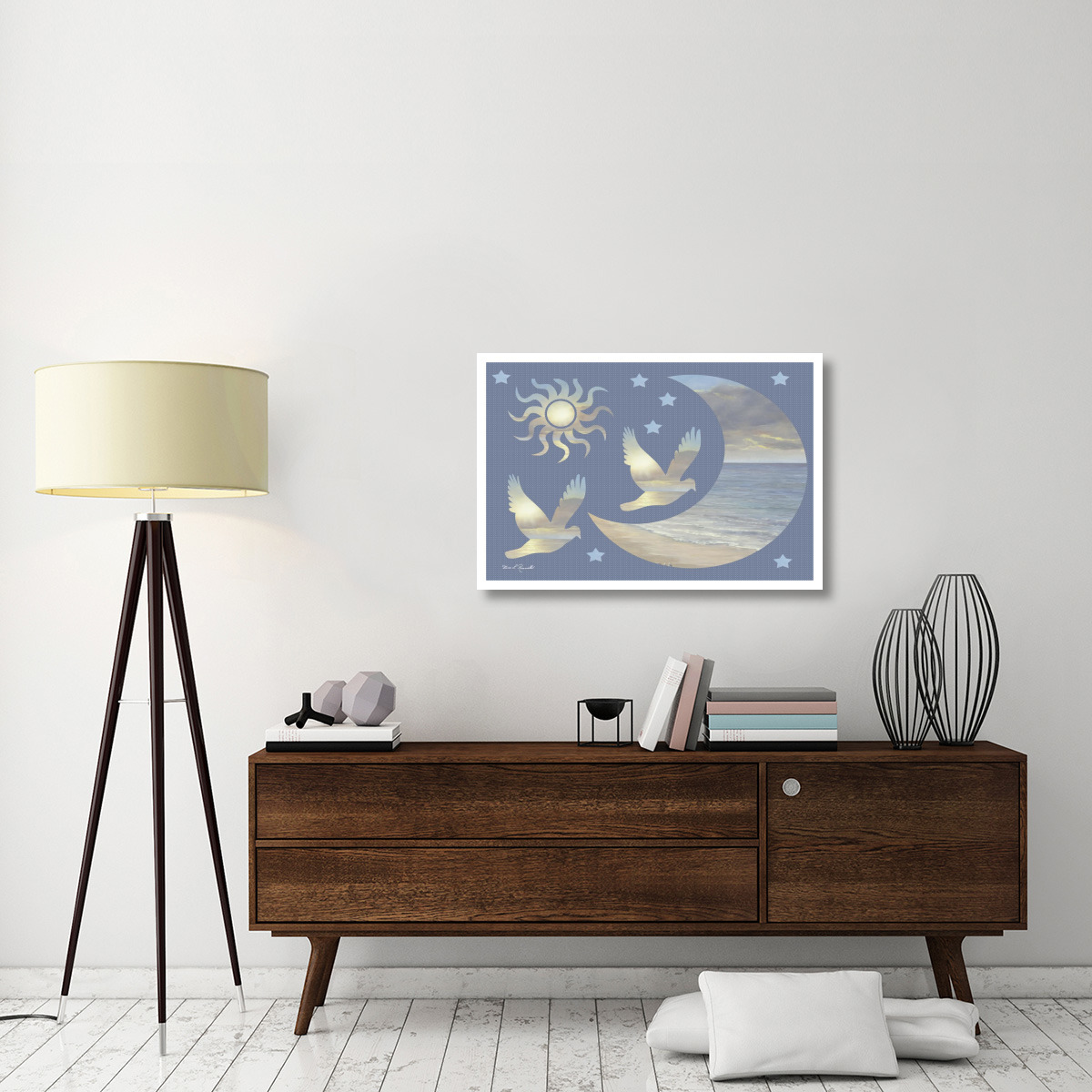 Moon and Stars -Paper Art-38&quotx26"