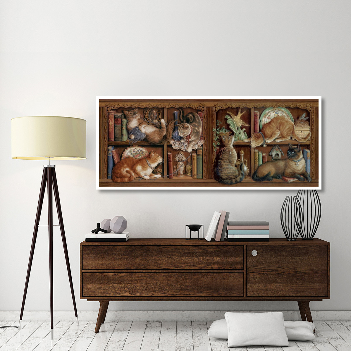 Capricious Cats -Paper Art-77&quotx32"