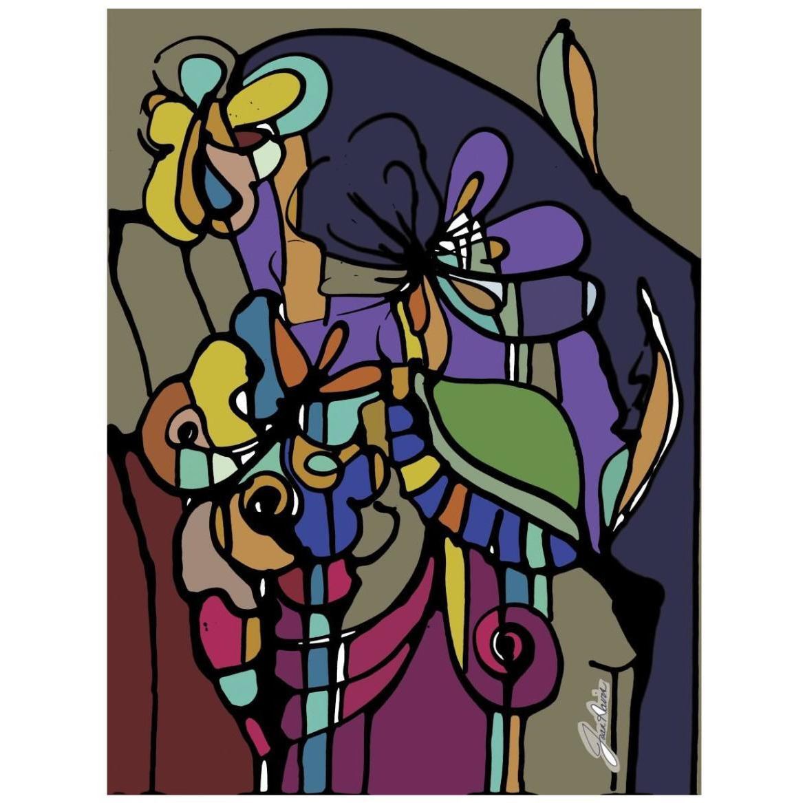 Stained Glass Bouquet -Paper Art-32&quotx42"