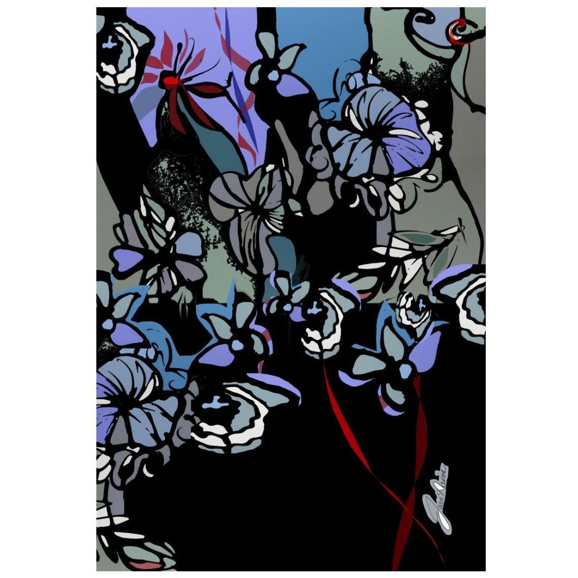 Stained Glass Garden with Redribbons -Paper Art-18&quotx26"