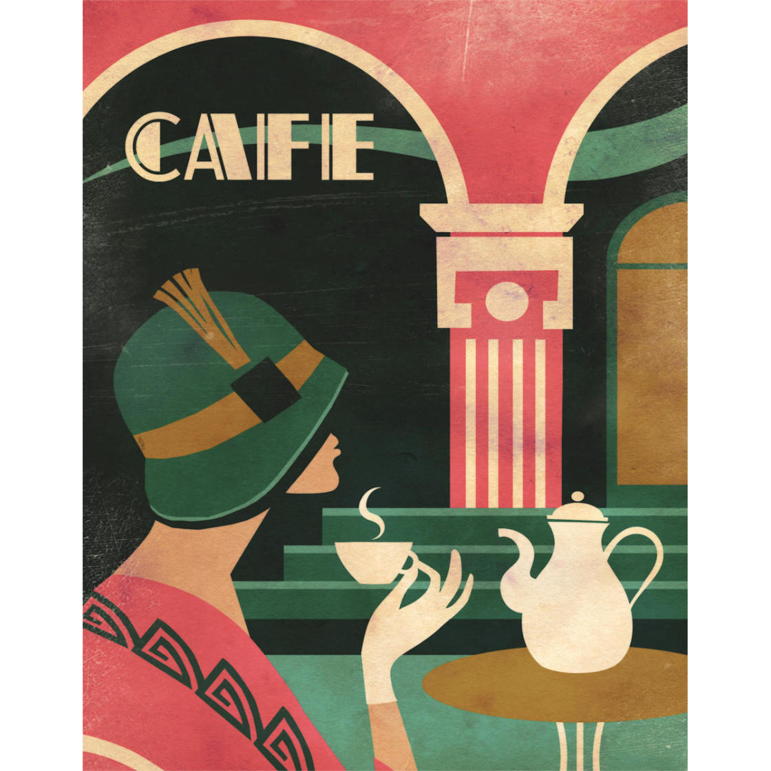 Art Deco Cafe -Paper Art-24&quotx30"