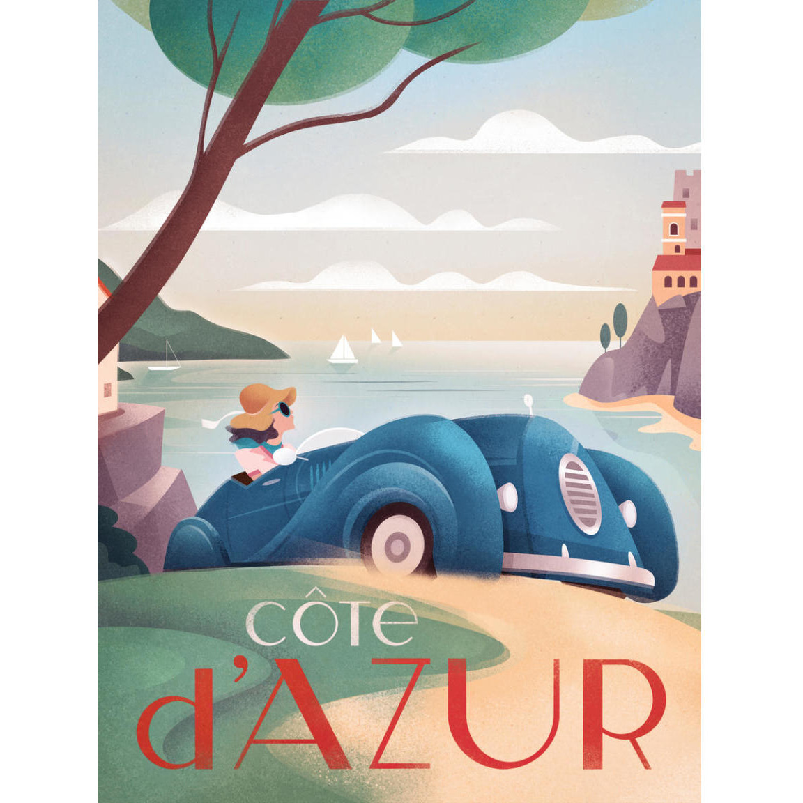 Cote d'Azur -Paper Art-38&quotx50"
