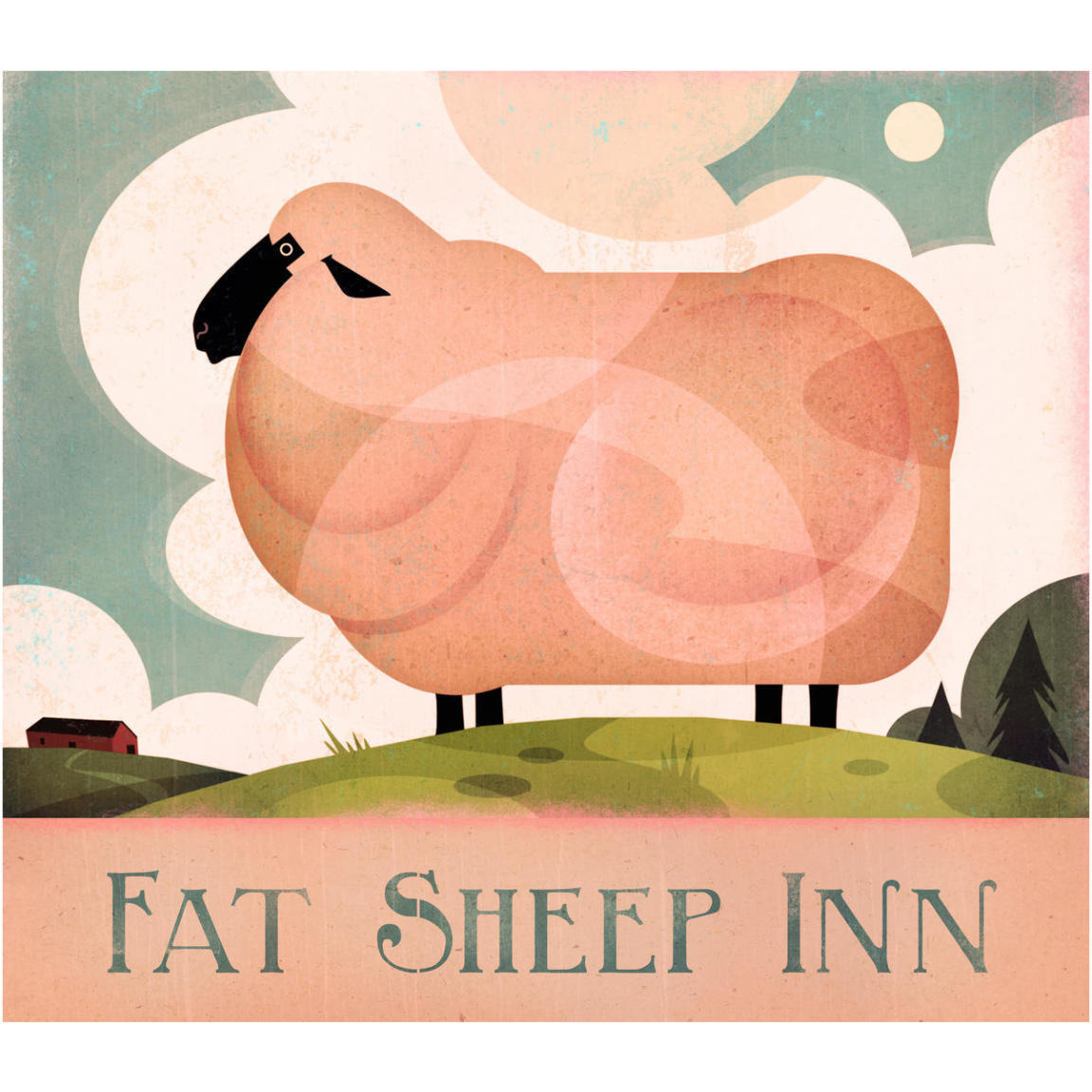 Fat Sheep Inn -Paper Art-46&quotx40.72"