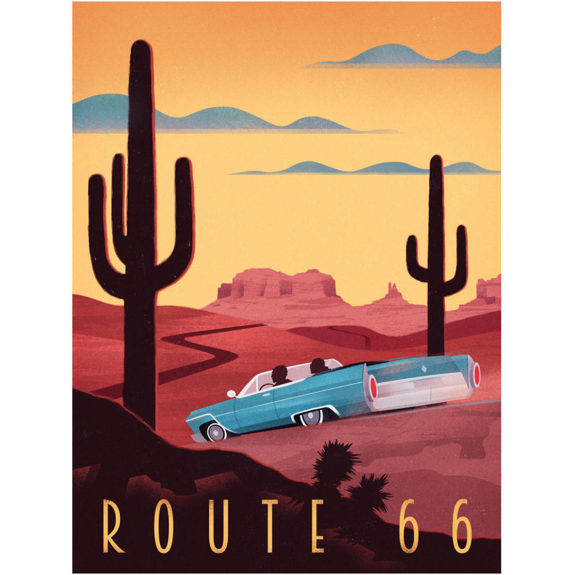 Route 66 -Paper Art-14&quotx18"