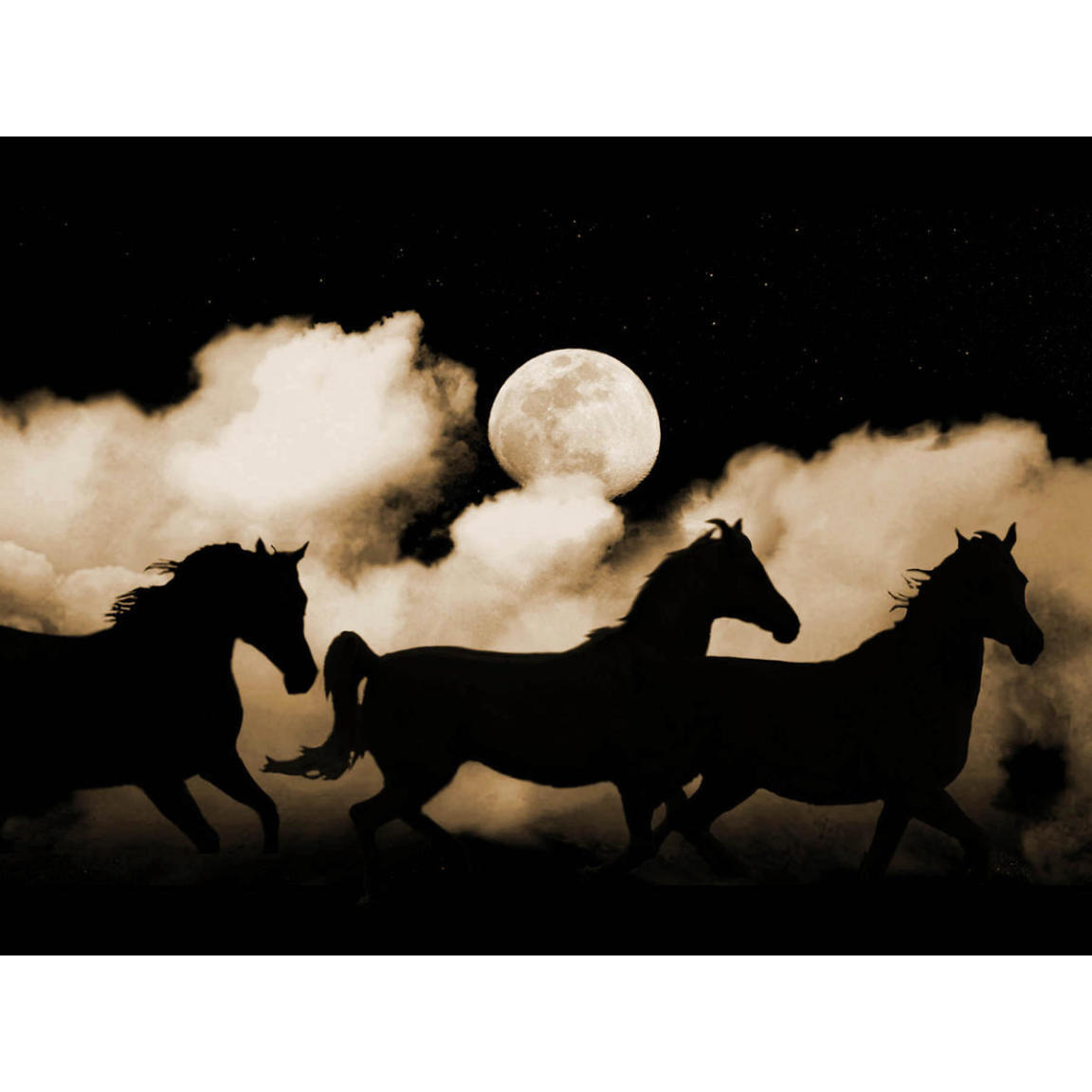 Pegasus Moon Sepia -Paper Art-50&quotx38"
