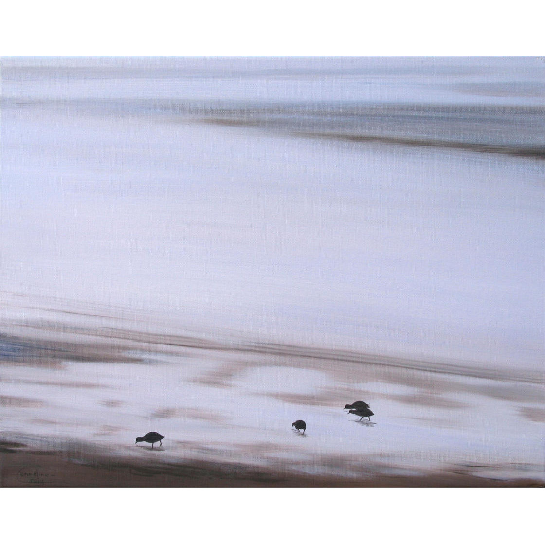 4 Little Coots -Paper Art-30&quotx24"