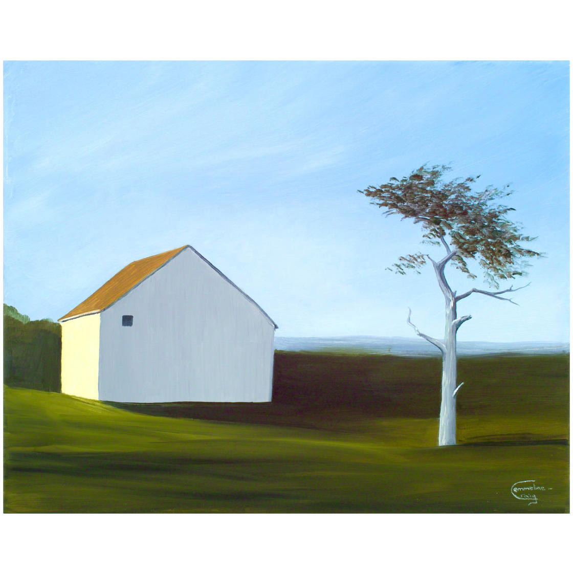 Barn with Tree -Paper Art-26&quotx22"