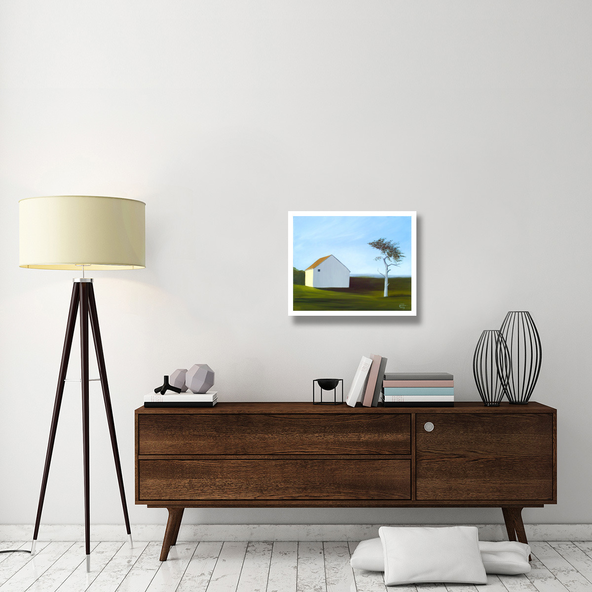 Barn with Tree -Paper Art-26&quotx22"