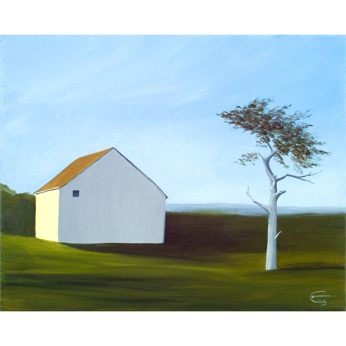 Barn with Tree -Paper Art-30&quotx24"