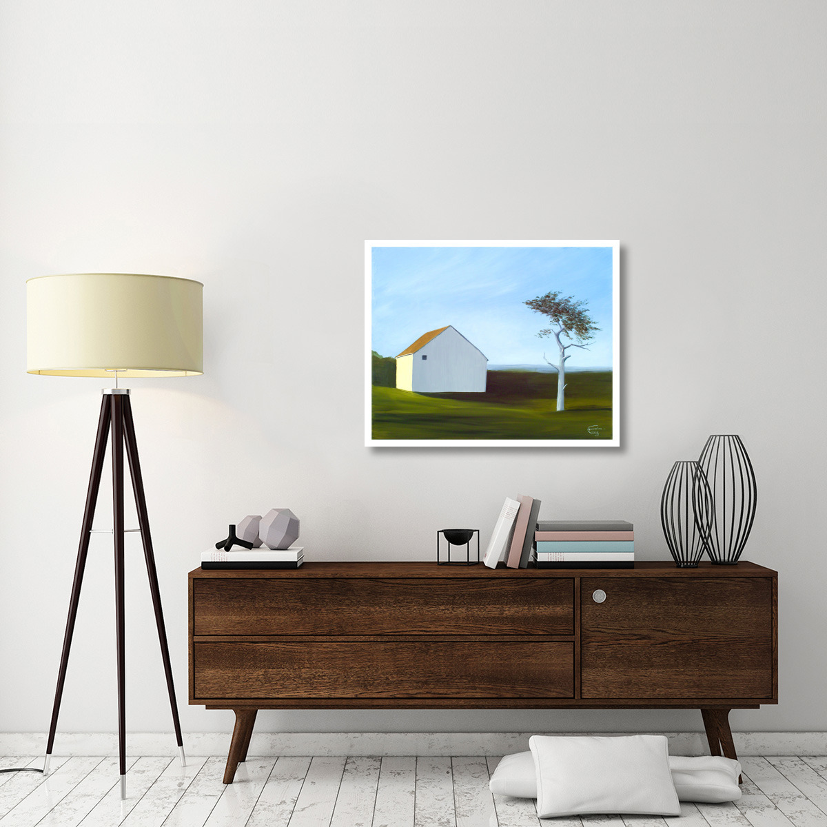 Barn with Tree -Paper Art-37&quotx30"