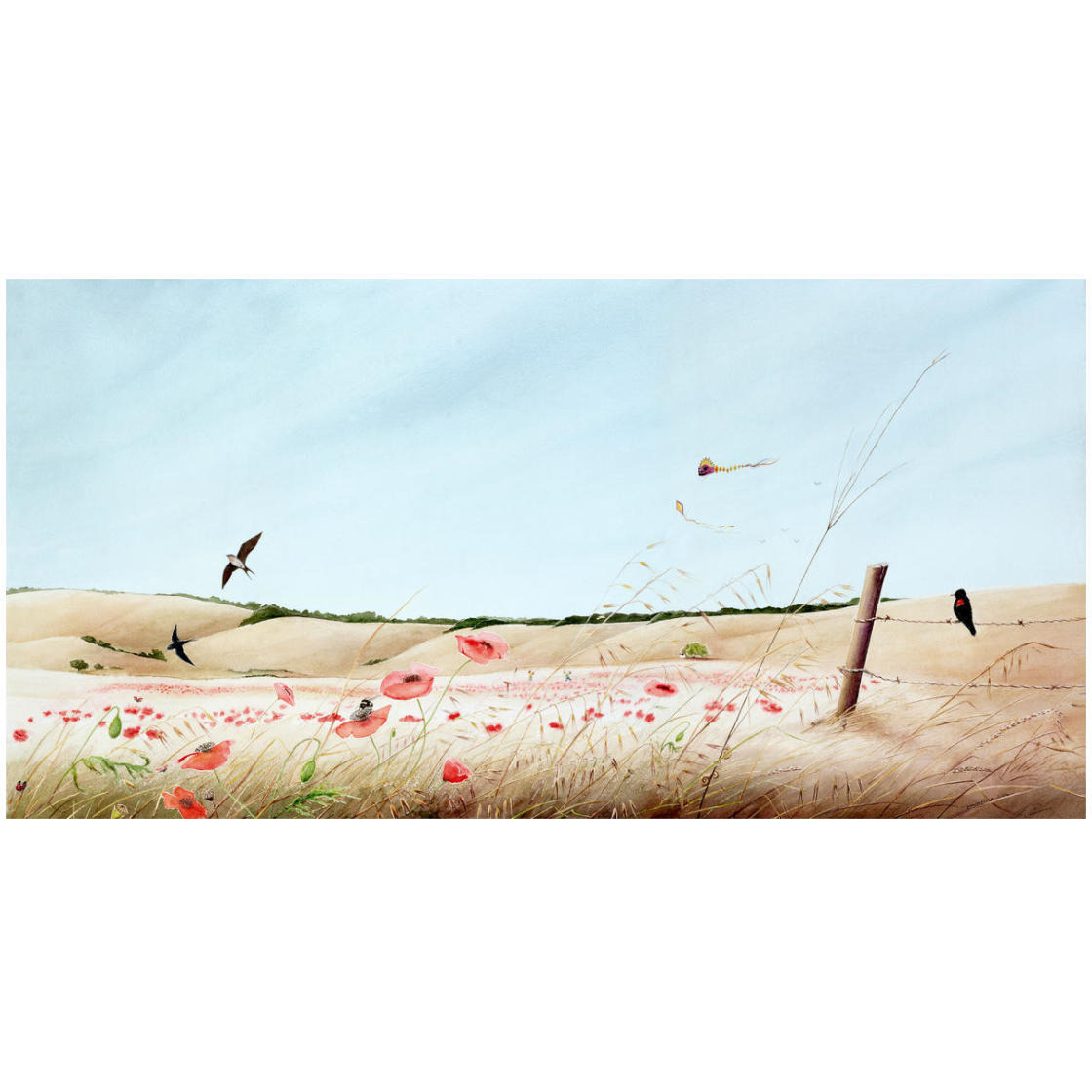 Poppy Field -Paper Art-26&quotx14"