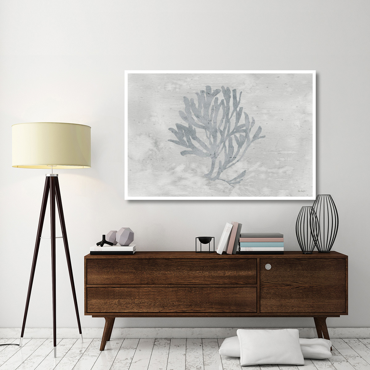 Silver and Gray Water Coral III -Paper Art-62&quotx42"