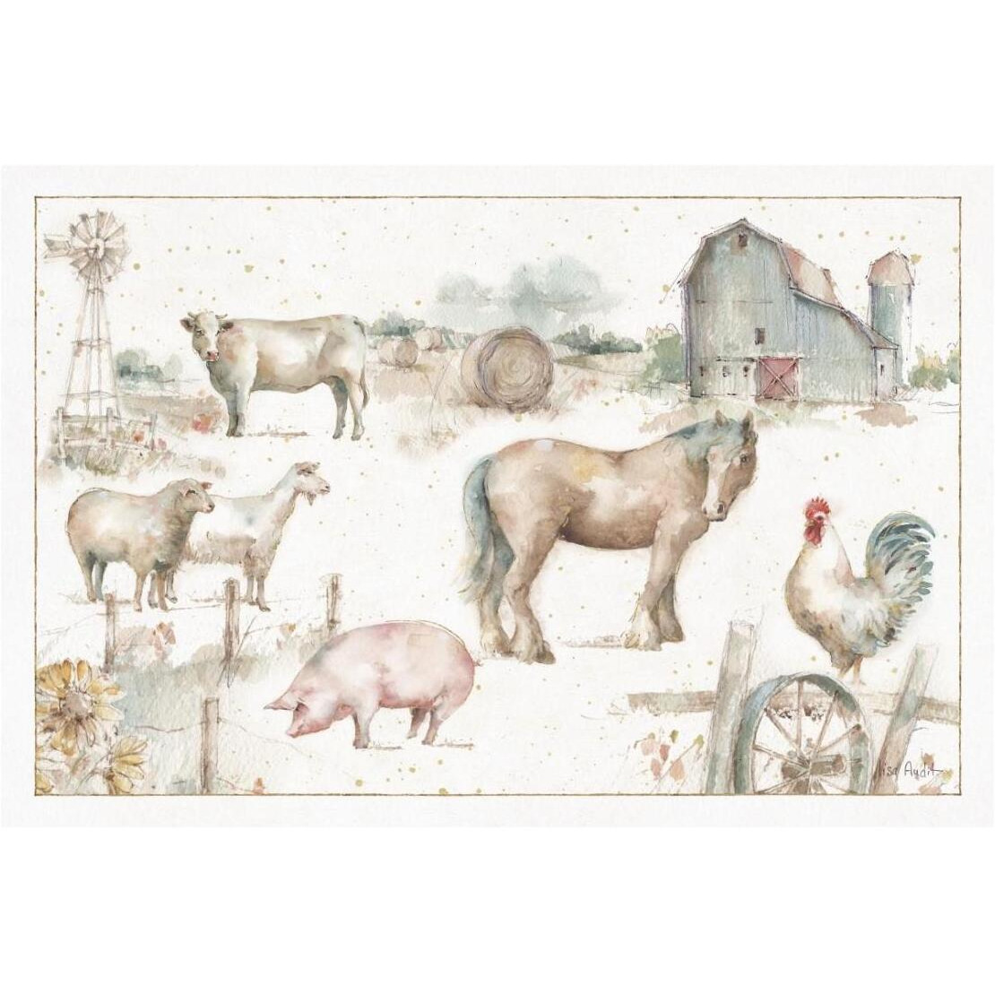 Farm Friends XIII -Paper Art-26&quotx18"