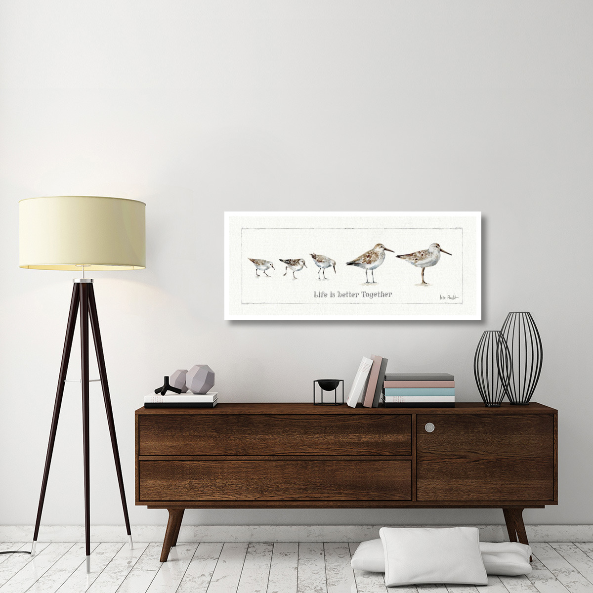 Pebbles and Sandpipers I -Paper Art-52&quotx22"