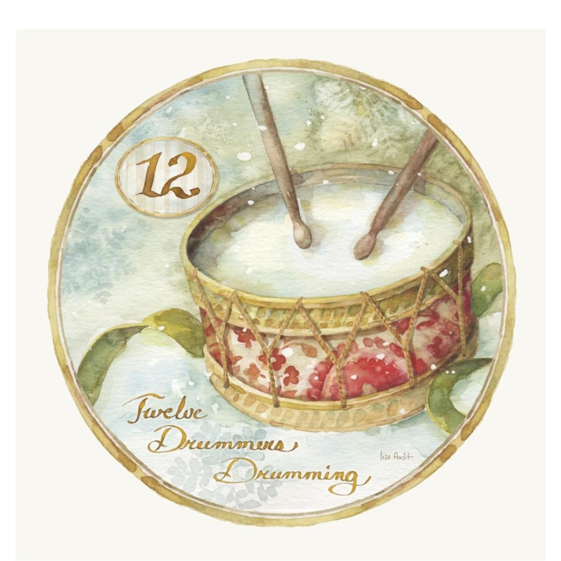 12 Days of Christmas XII Round -Paper Art-20&quotx20"