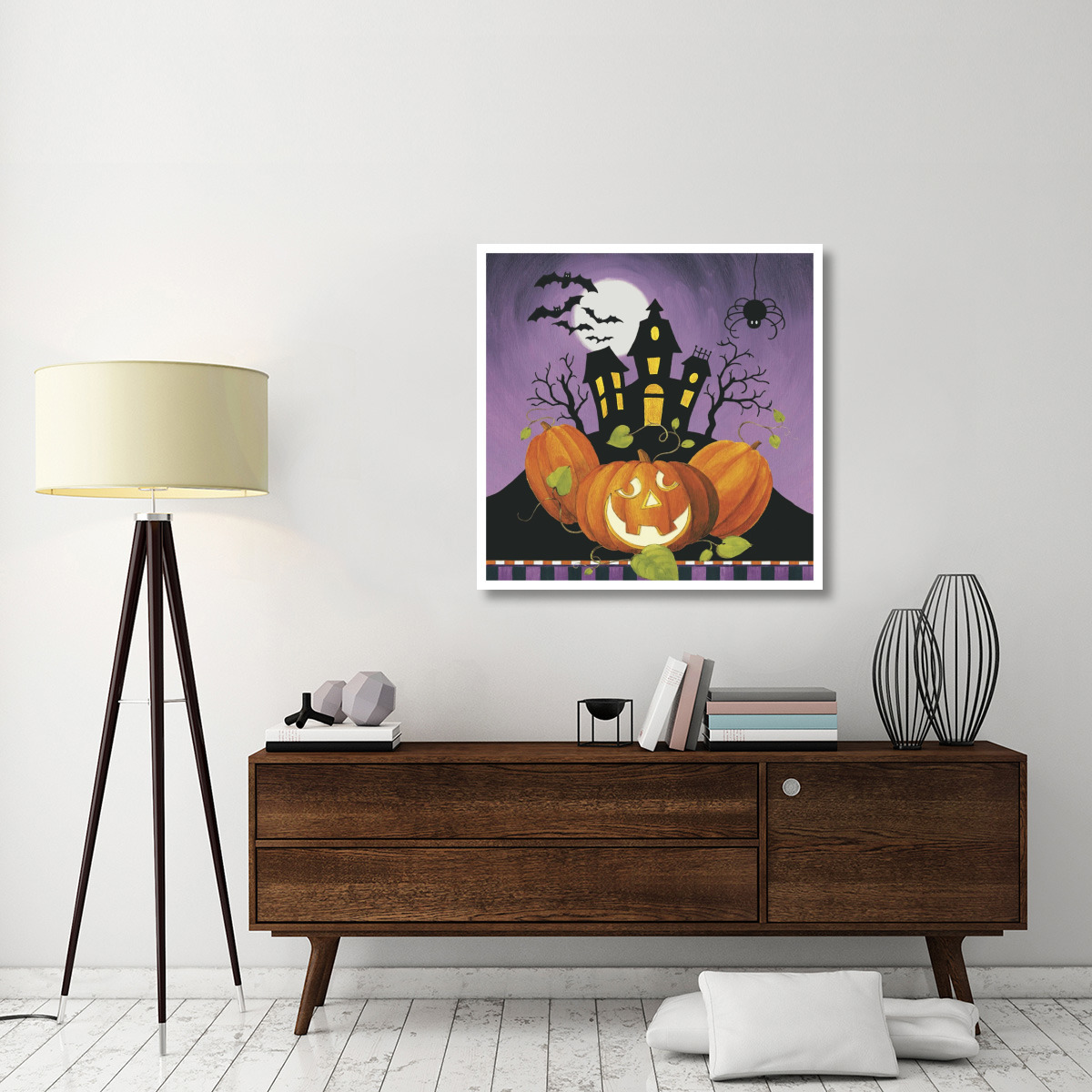 Happy Haunting House on Pumpkins -Paper Art-38&quotx38"