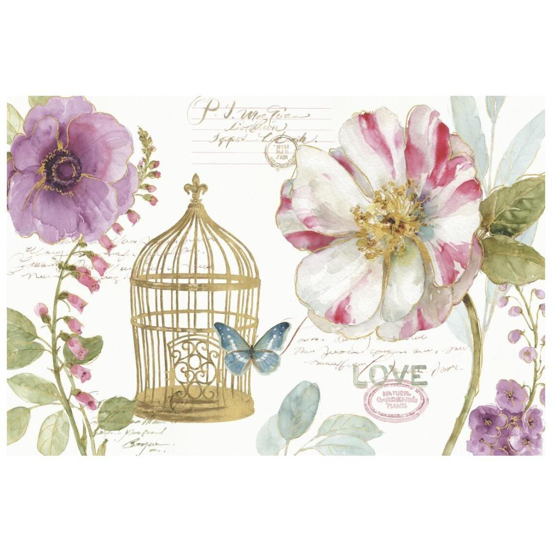 Rainbow Seeds Floral Birdcage I -Paper Art-26&quotx18"