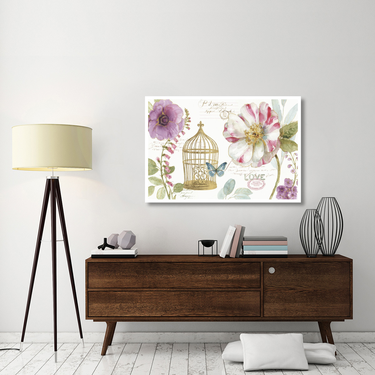 Rainbow Seeds Floral Birdcage I -Paper Art-50&quotx34"