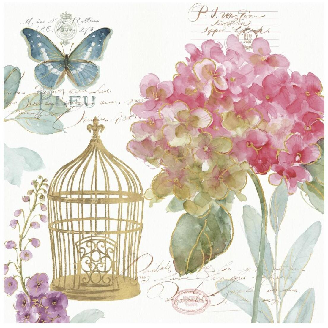 Rainbow Seeds Floral Birdcage II -Paper Art-20&quotx20"