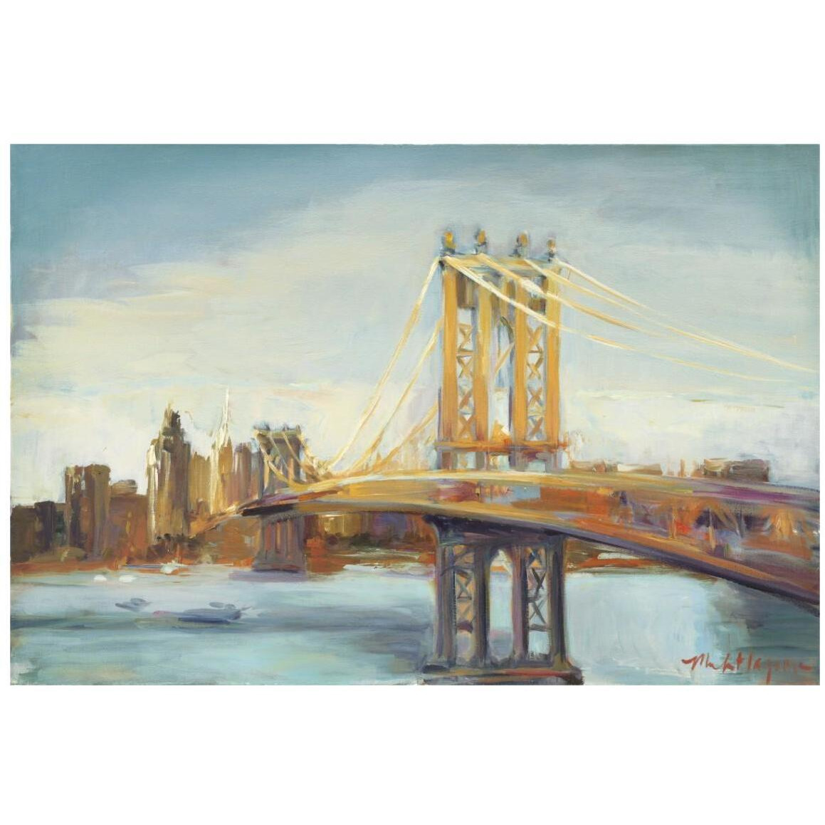 Sunny Manhattan Bridge -Paper Art-20&quotx14"