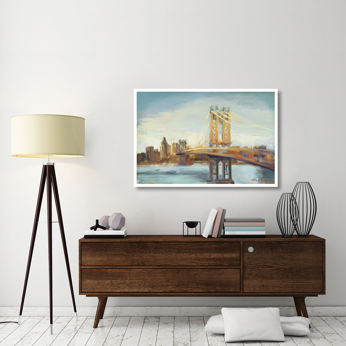 Sunny Manhattan Bridge -Paper Art-50&quotx34"