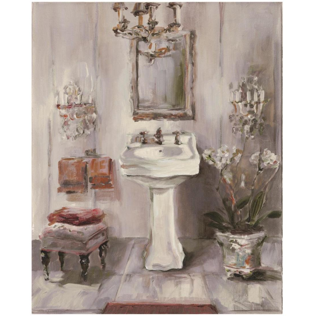 French Bath III Gray and Blush -Paper Art-18&quotx22"