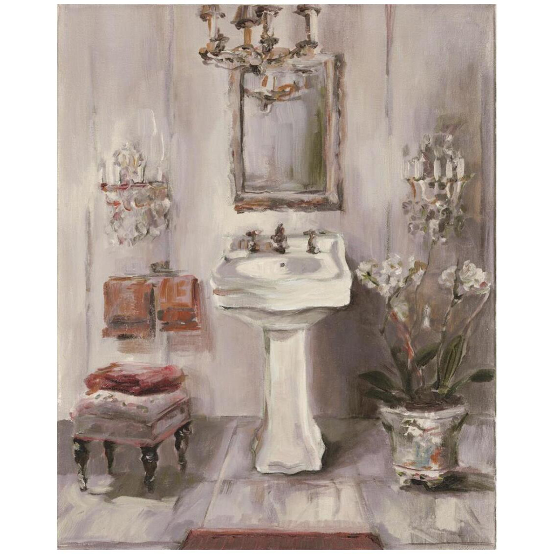 French Bath III Gray and Blush -Paper Art-24&quotx30"