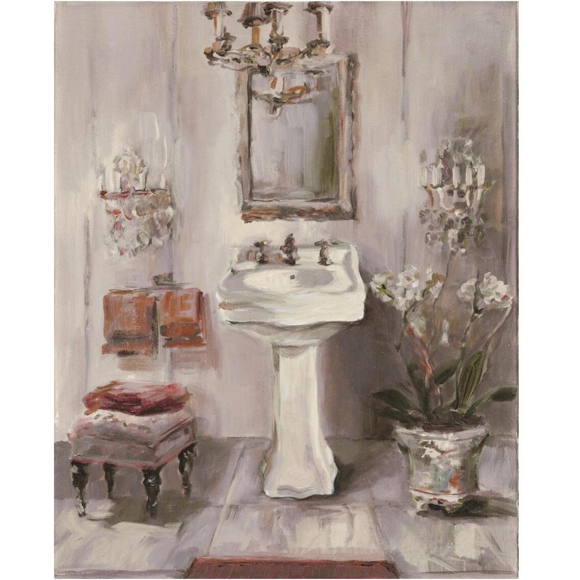 French Bath III Gray and Blush -Paper Art-30&quotx37"