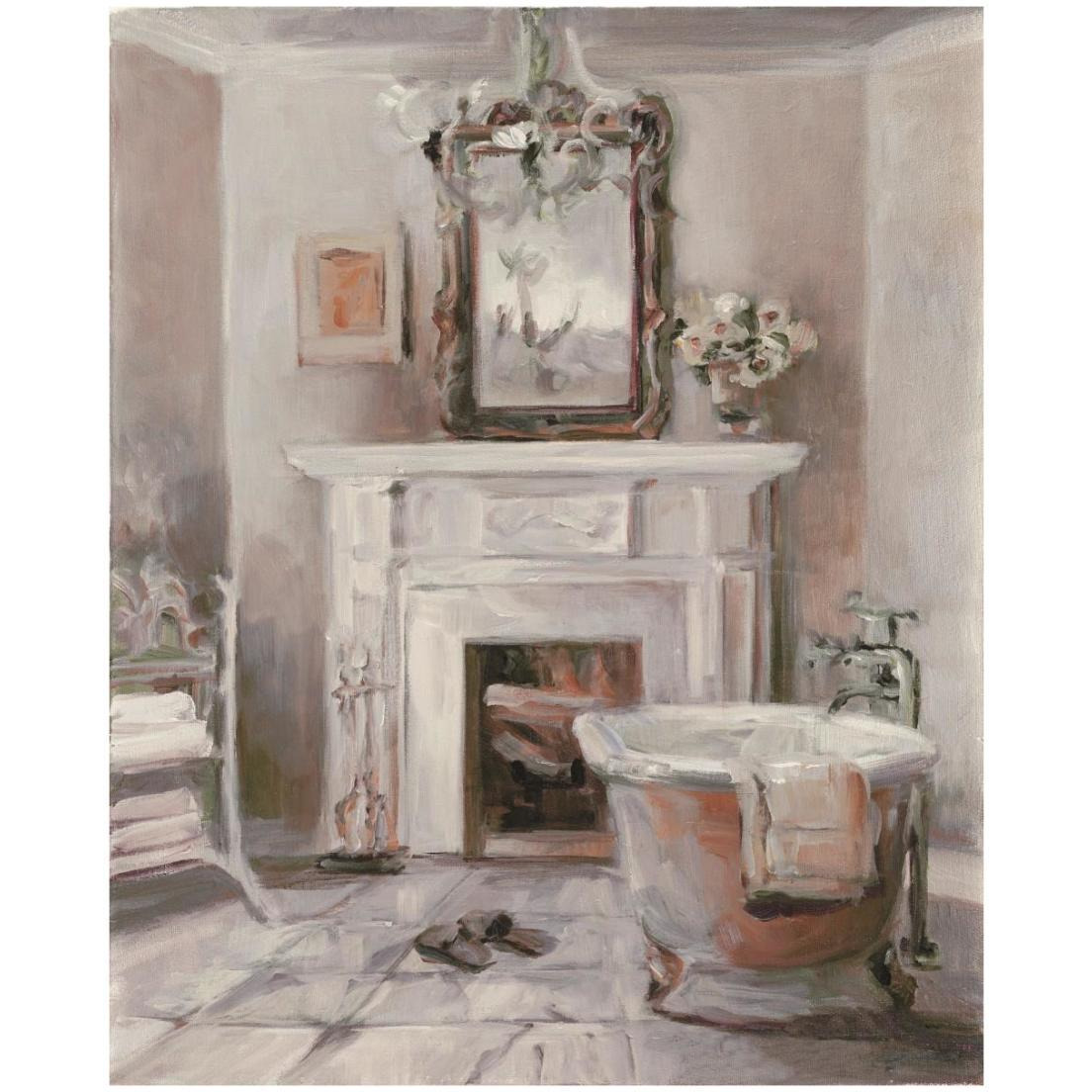 French Bath IV Gray and Blush -Paper Art-18&quotx22"