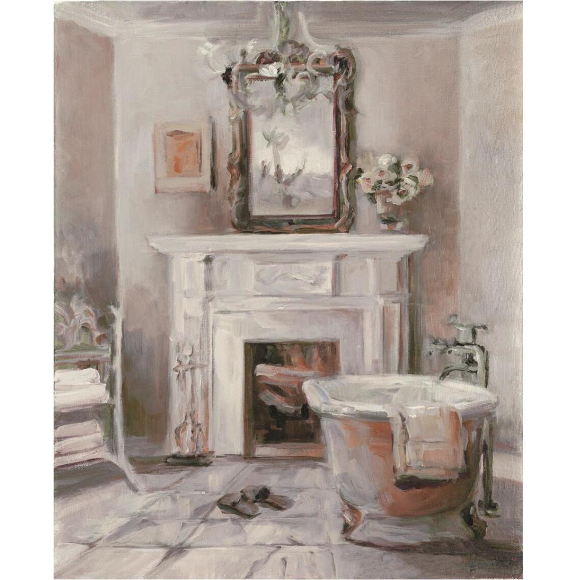 French Bath IV Gray and Blush -Paper Art-30&quotx37"