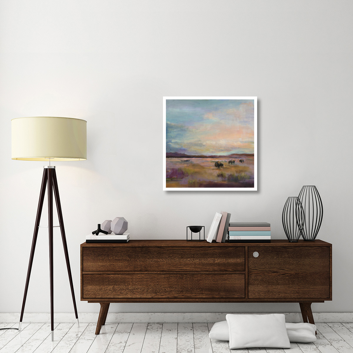 Buffalo Under Big Sky -Paper Art-32&quotx32"