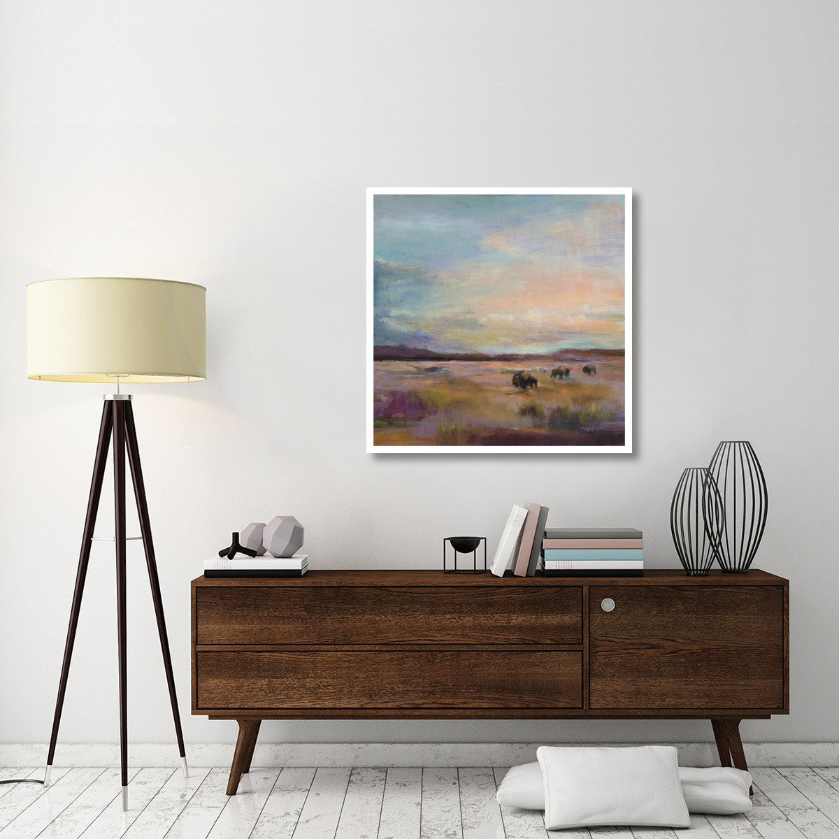 Buffalo Under Big Sky -Paper Art-38&quotx38"