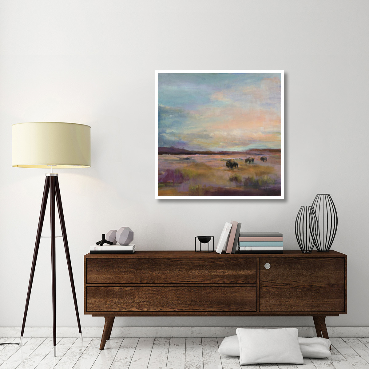 Buffalo Under Big Sky -Paper Art-42&quotx42"