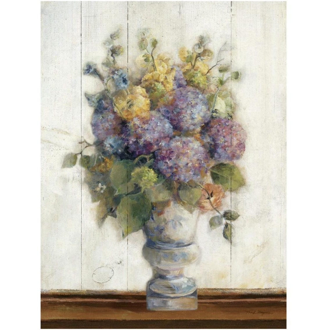 Dreamy Hydrangea I on Birch -Paper Art-26&quotx34"