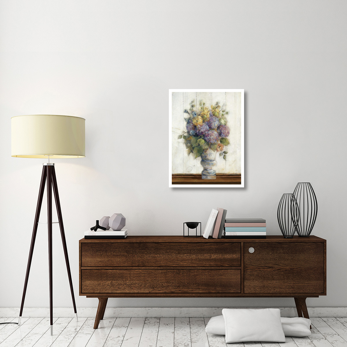 Dreamy Hydrangea I on Birch -Paper Art-26&quotx34"