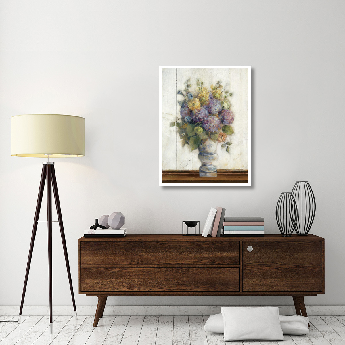Dreamy Hydrangea I on Birch -Paper Art-32&quotx42"