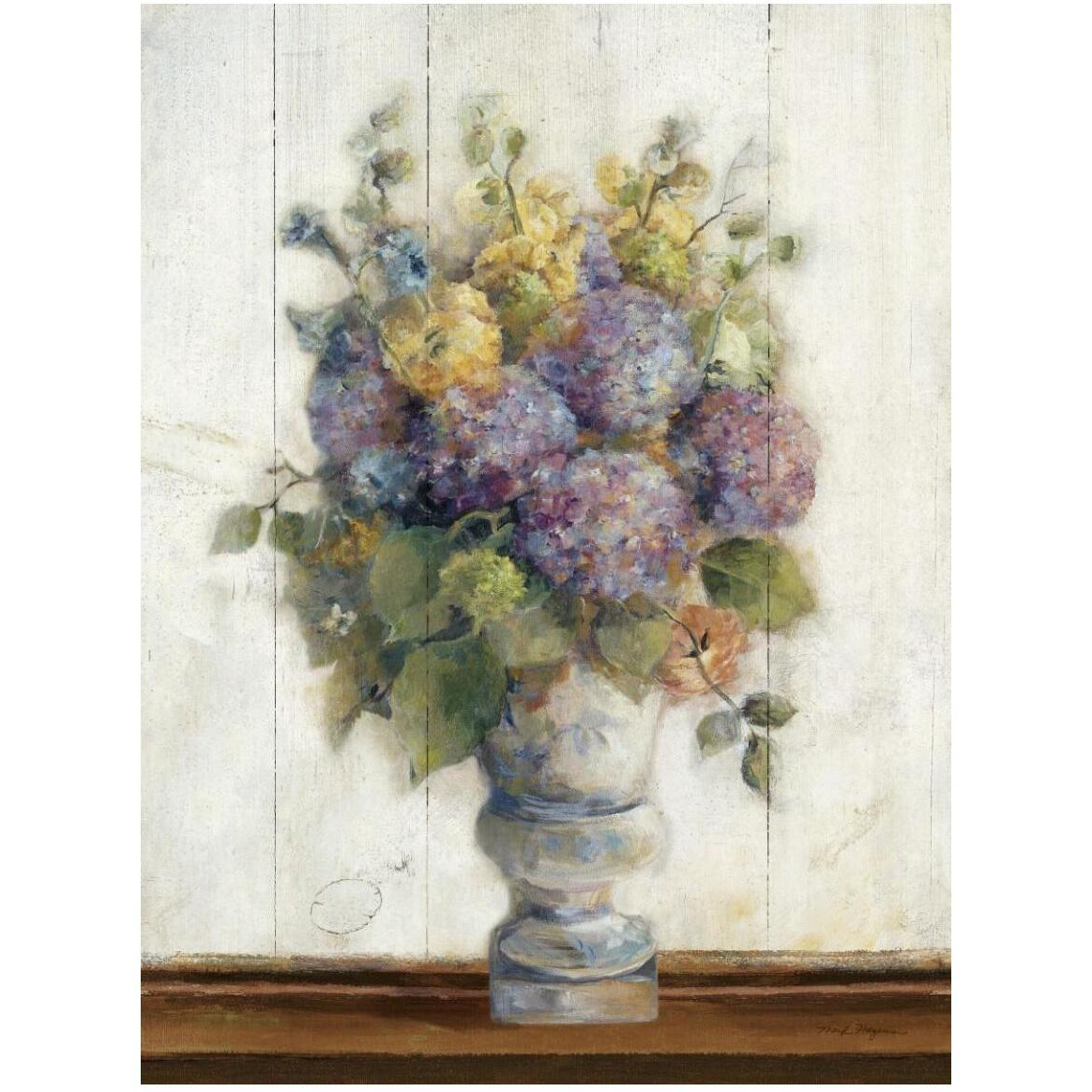 Dreamy Hydrangea I on Birch -Paper Art-38&quotx50"