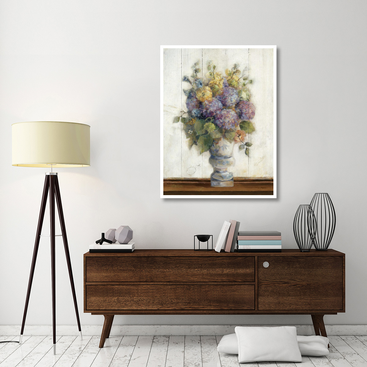 Dreamy Hydrangea I on Birch -Paper Art-38&quotx50"