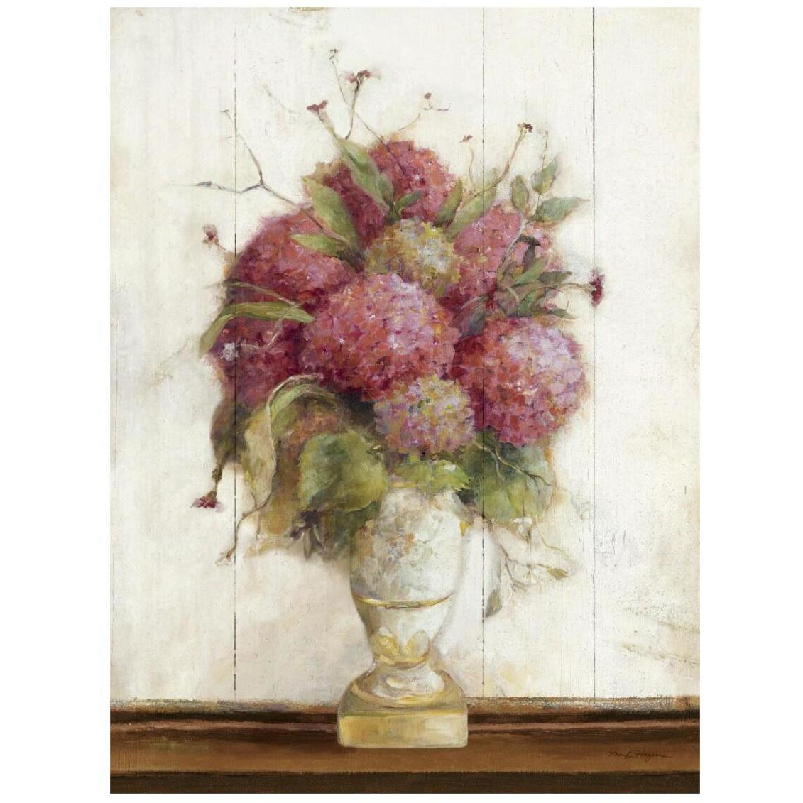 Dreamy Hydrangea II on Birch -Paper Art-20&quotx26"