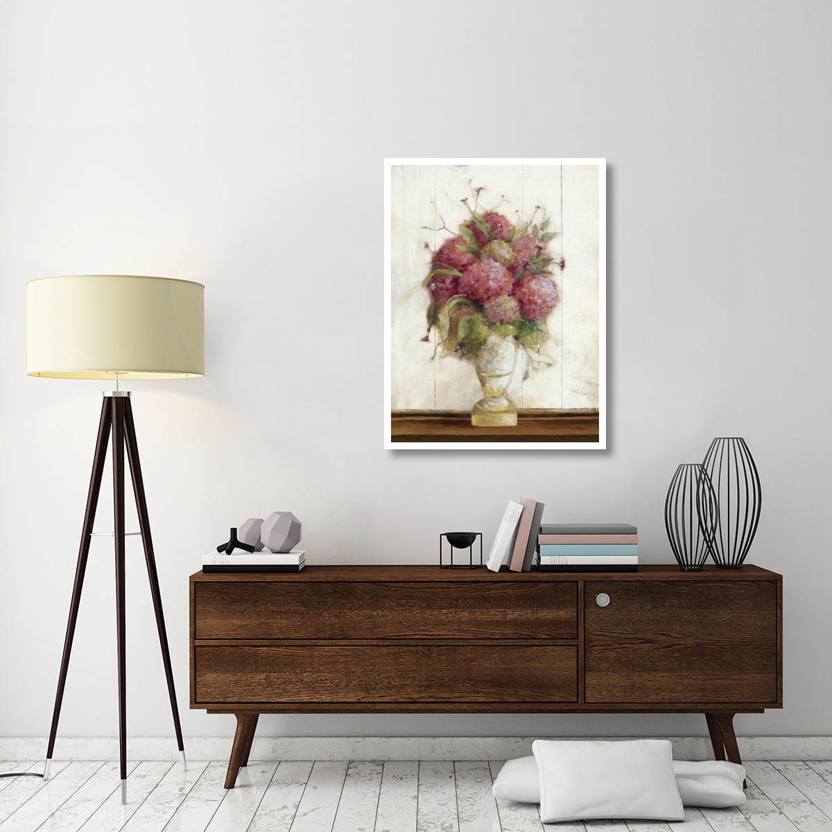 Dreamy Hydrangea II on Birch -Paper Art-32&quotx42"
