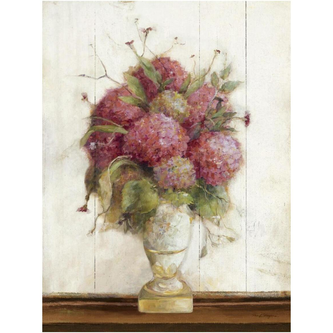 Dreamy Hydrangea II on Birch -Paper Art-38&quotx50"